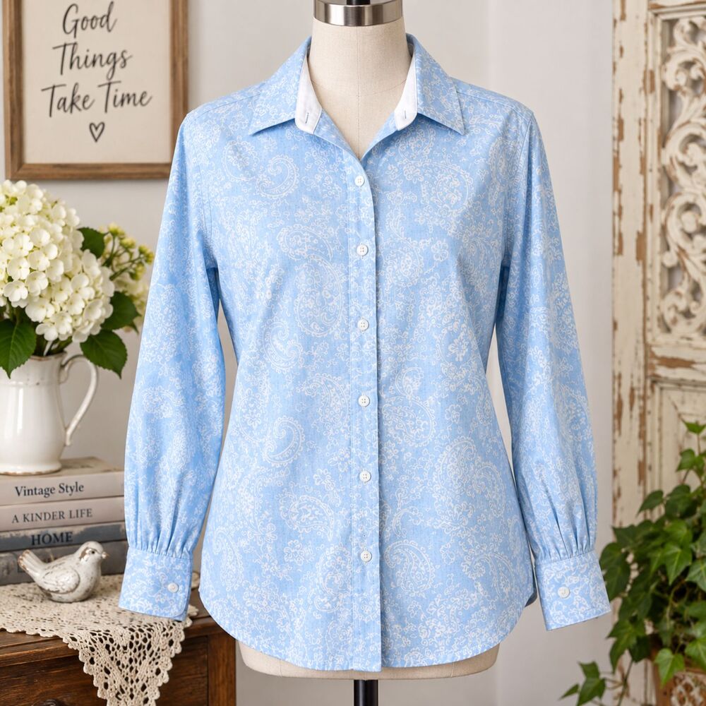 INC INTERNATIONAL CONCEPTS Blue Print Shirt Size Medium